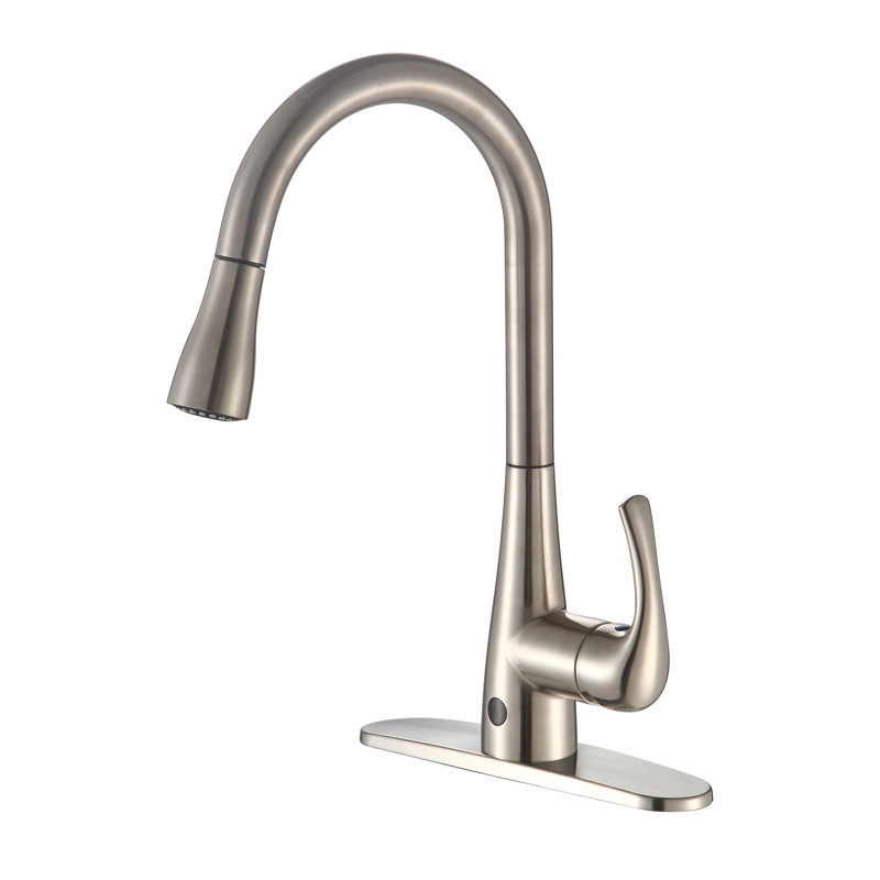 Robinet de cuisine à poignée simple tactile, Nickel brossé