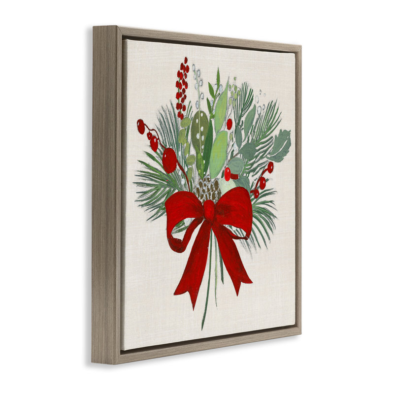 Merry Berry Bow Floating Frame, design by Tava Studios, 25" H x 25" W, Montalcino Elm Floater Frame