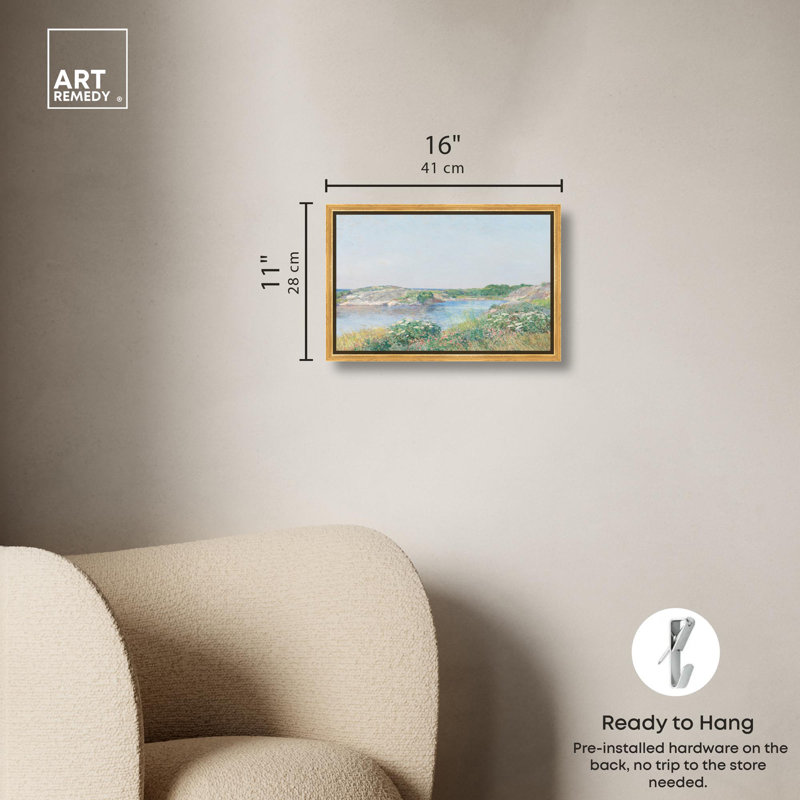 «The Little Pond Canvas Classic Landscape» par Art Remedy, H 11 po x l 16 po, Cadre flottant doré