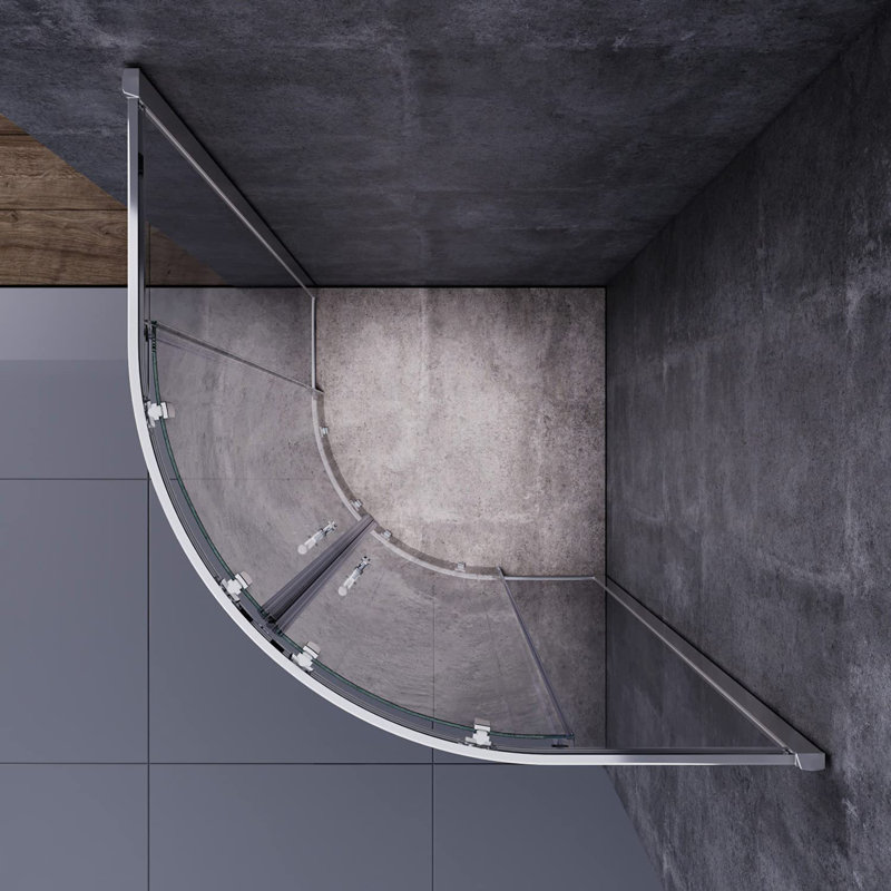 37.5" - 38" W x 72" H Double Sliding Framed Round Shower Enclosure with 1/4" Clear Tempered Glass