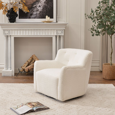 Fae Chenille Upholstered Swivel Armchair