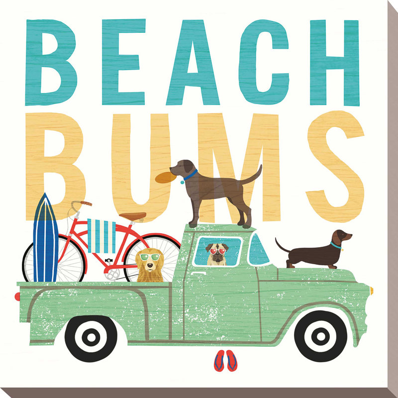 «Beach Bums Truck I carré», impression, H 36 po x l 36 po x P 1,5 po, Toile tendue