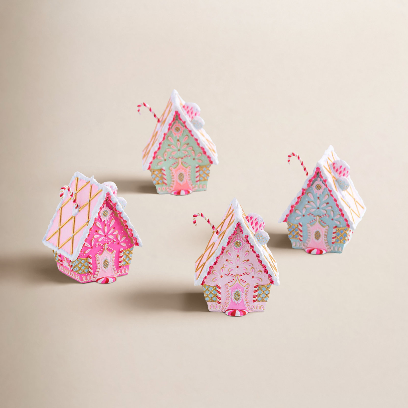 Hanging Figurine Ornament, 5" H x 2.25" W x 3.5" D, Light Pink