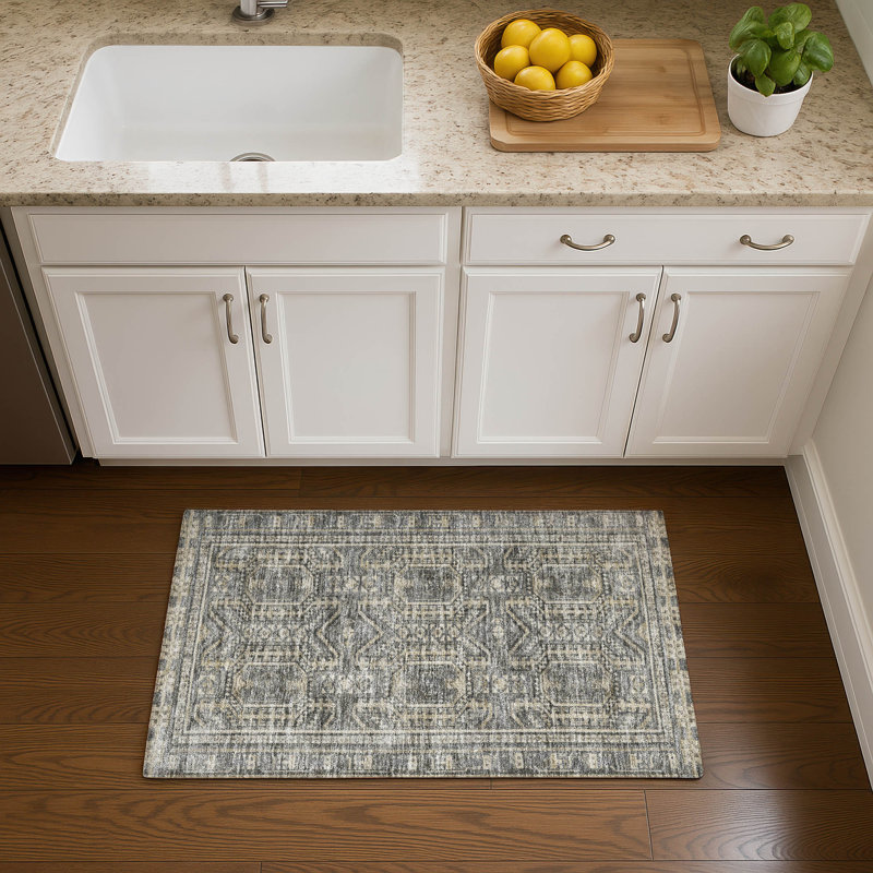 Premium Machine Washable Mayfield AMF1920 Border Rug, Rectangle 1'8" x 2'6"