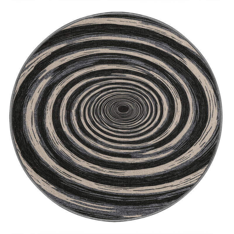 Machine Washable Space Brown Area Rug, Round 5'