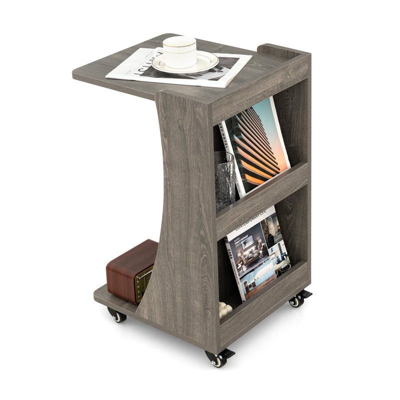 Amaad Floor Shelf End Table, Grey