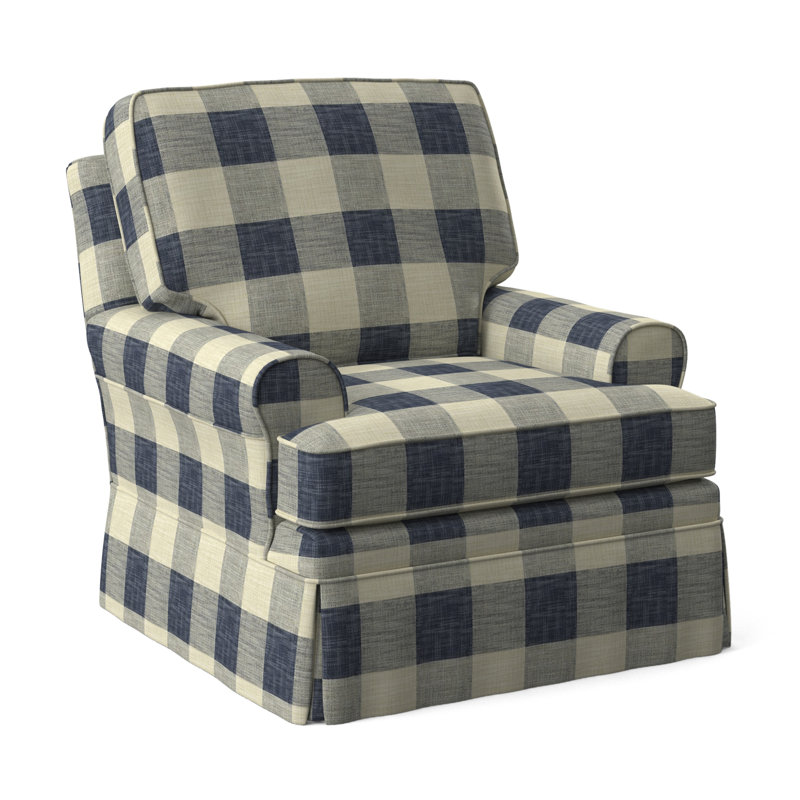 Belmont Upholstered Swivel Armchair, Blue Buffalo Check; 0120-61
