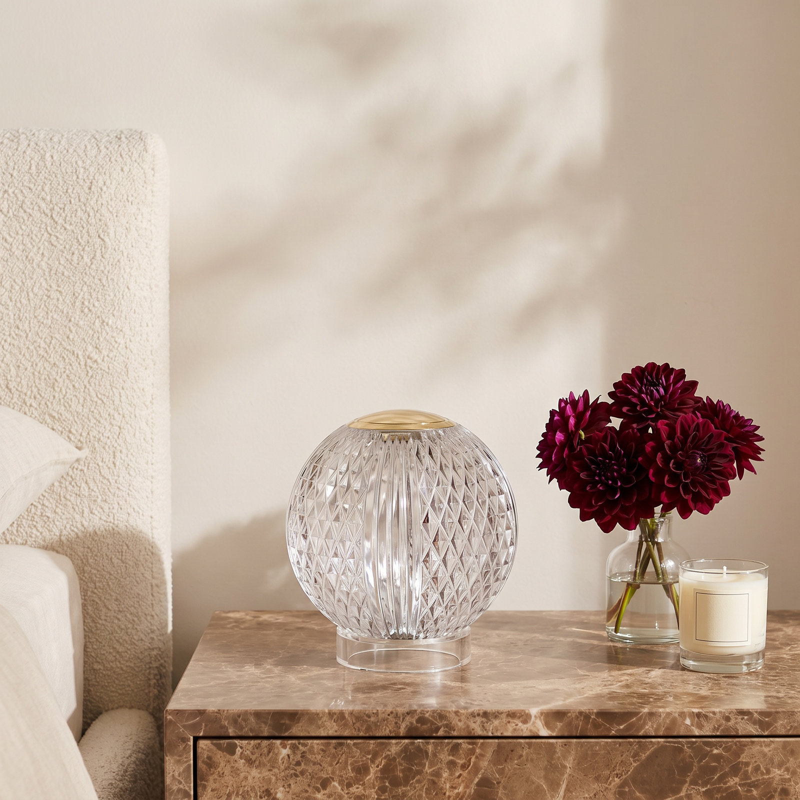 Marni Metal Globe Lamp, Natural Brass, Clear/Natural Brass, 5" H x 4.38" W x 4.38" D