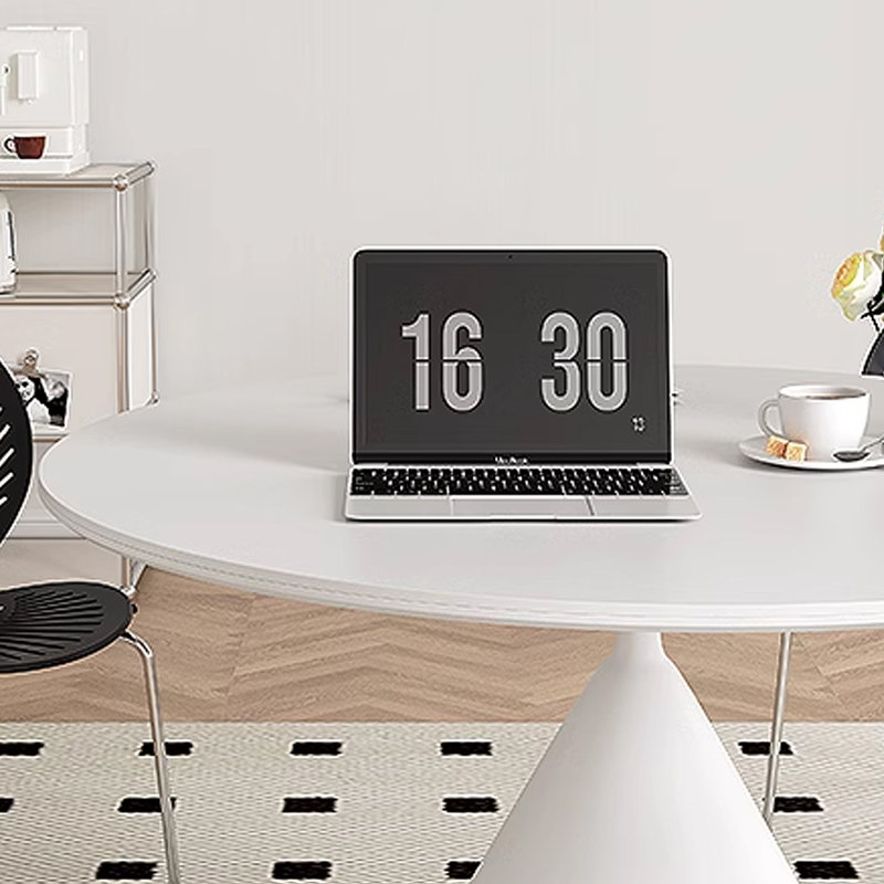 Table de salle à manger moderne en pierre frittée blanc crème, H 29,53 po x L 47,25 po x l 47,25 po