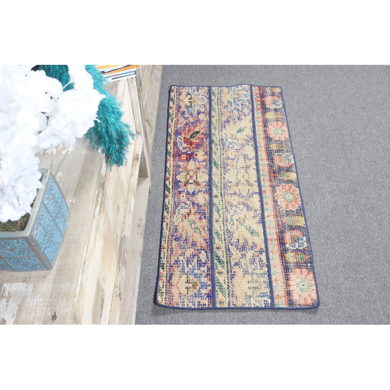Unique Vintage Turkish Door Mat with Vibrant Floral and Geometric Patterns Brightening Your Entryway Through Rustic Design