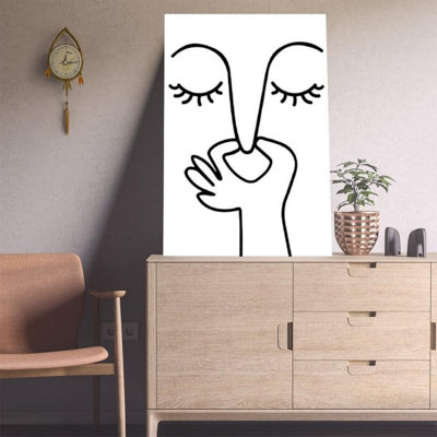 Whimsical “Shush” Face Canvas Wall Art Ready to Hang for Living Room and Bedroom