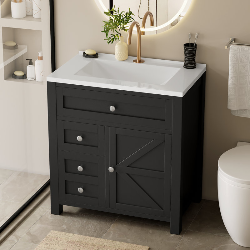 Meuble-lavabo 30 po avec lavabo simple, Noir