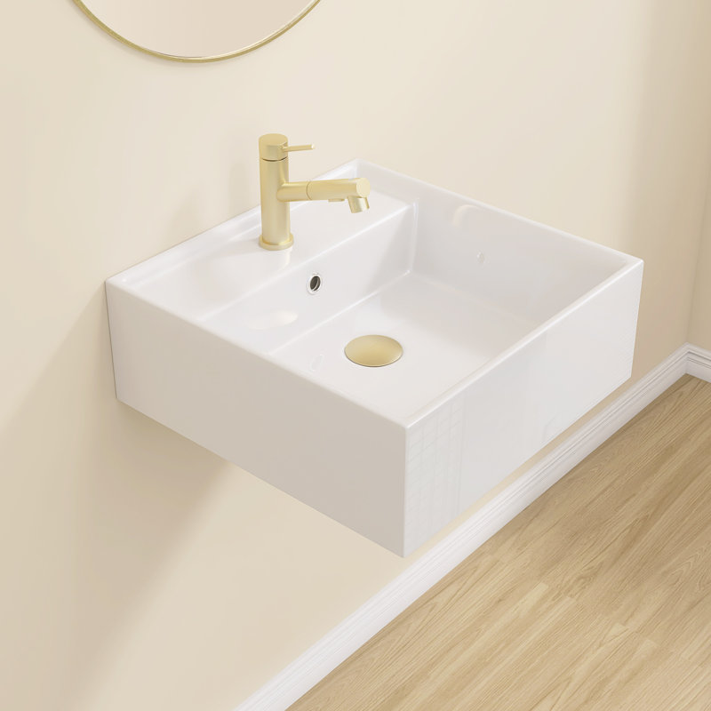 Lavabo de salle de bain mural en céramique 16 "L 16" x P 15,75 po