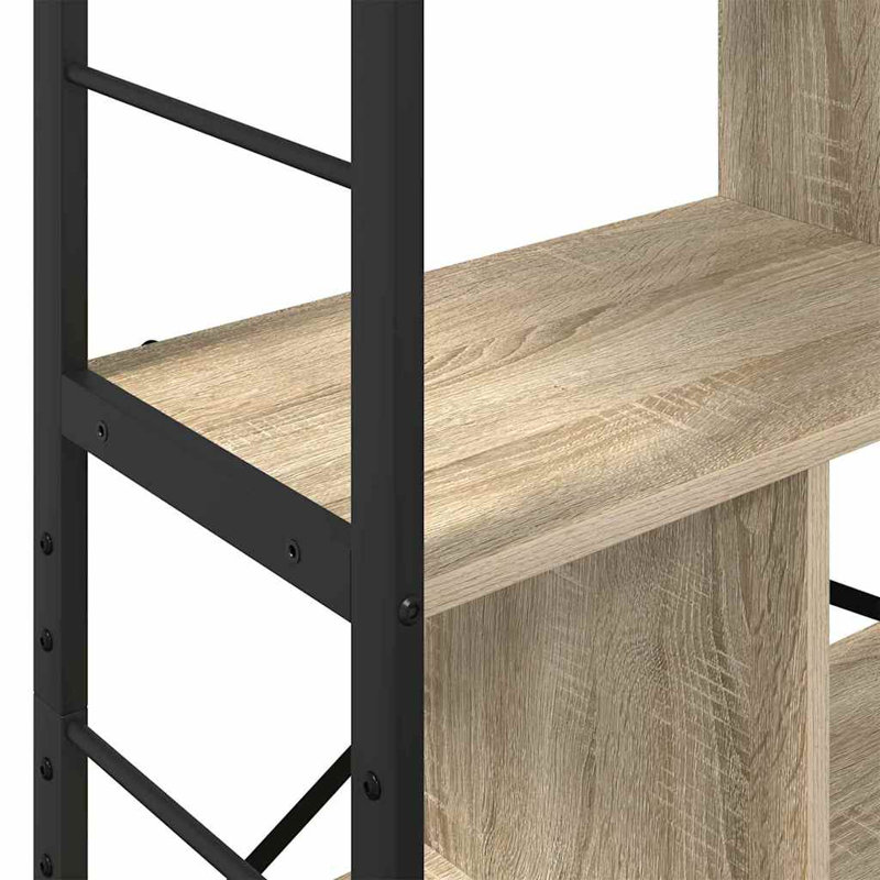 75cm W Steel Etagere Bookcase, Sonoma Oak, (5 Shelves) 156cm. H x 75cm. W x 30cm. D