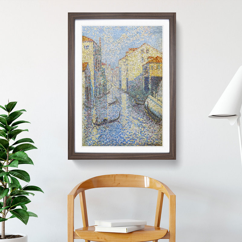 Canal in Venice by Henri-Edmond Cross - Picture Frame Painting, Walnut Framed, 36cm H x 27cm W x 2cm D