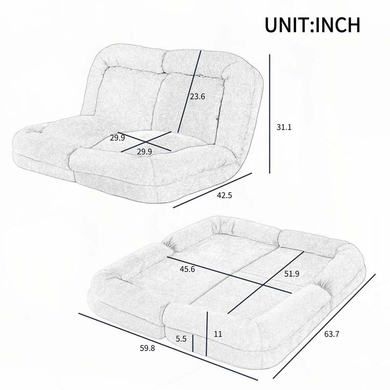 Canapé-lit convertible double escamotable, Blanc