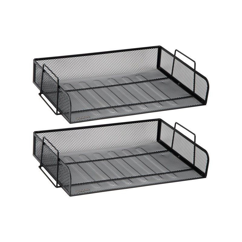 Black Metal Mesh Stackable Letter Tray Organizer, 13.3" x 9.5"