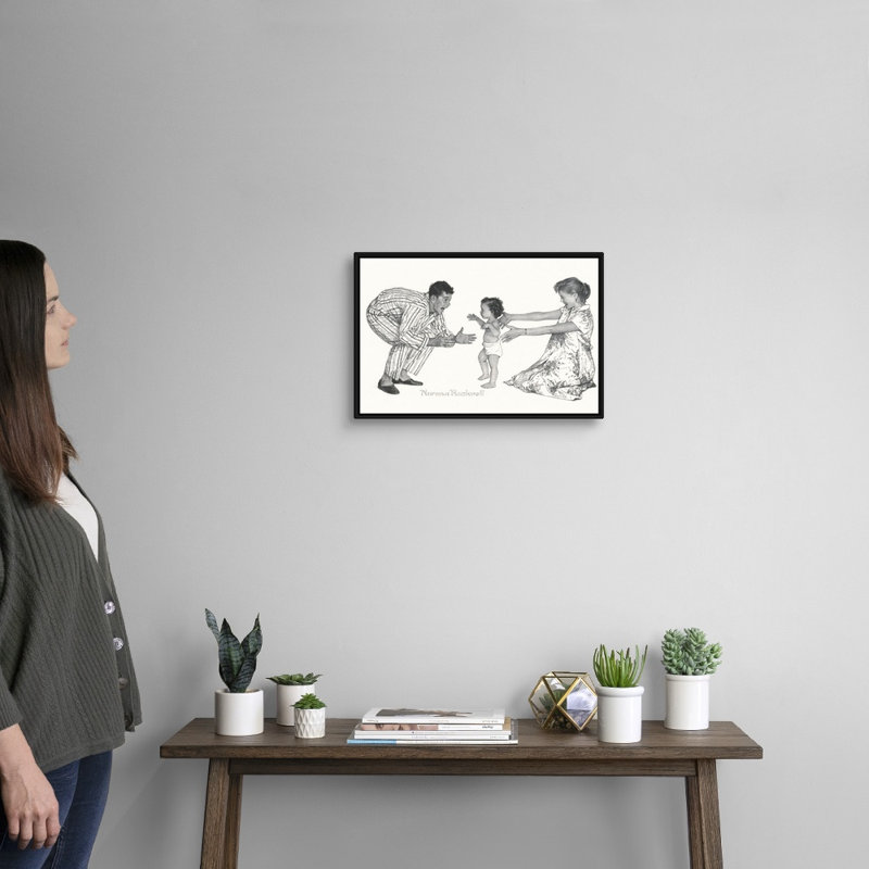 «Baby's First Step», art mural sur toile, H 14 po x l 20 po x P 1,75 po, Cadre flottant noir