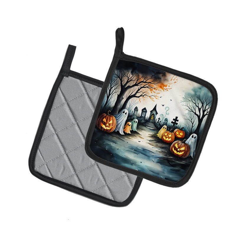Ghosts Spooky Halloween Pair of Pot Holders