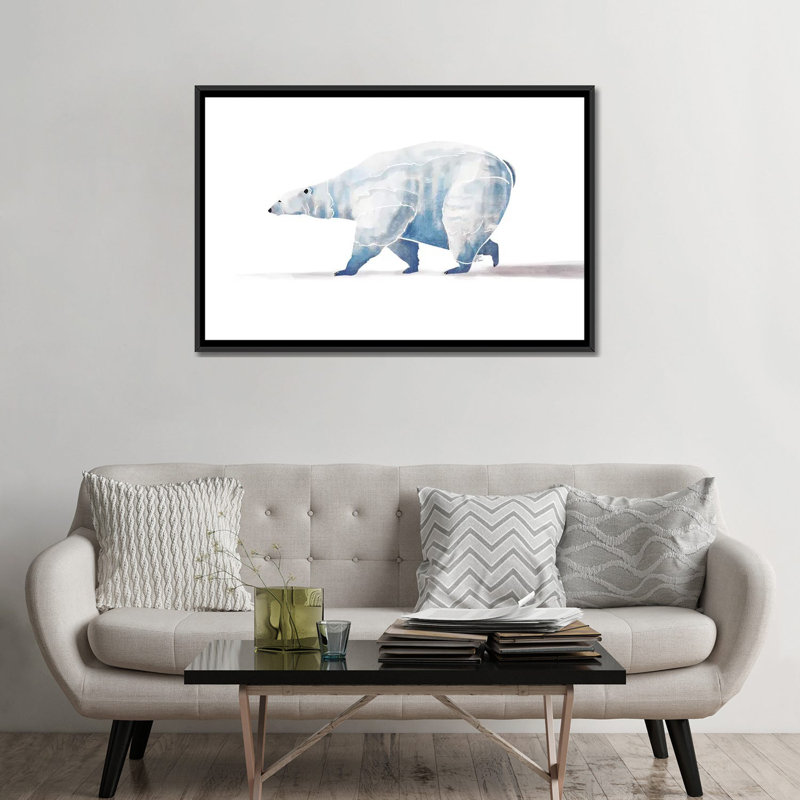 « polar bear », reproduction sur toile, H 18 po x l 18 po x P 1,5 po, Toile avec cadre noir, Pas de tapis