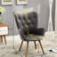Chaise moderne en velours gris avec dossier à boutons et coussins de qualité en bois massif touffeté-1054764996