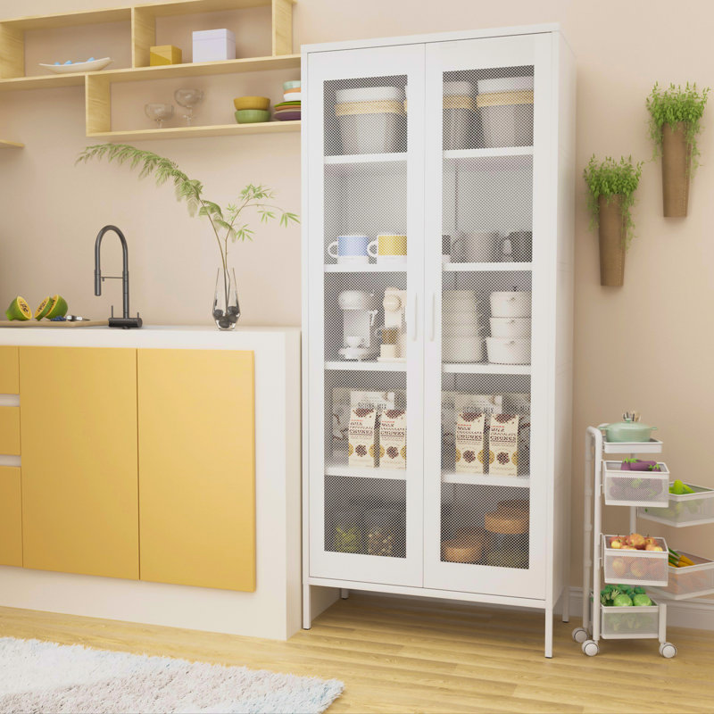 Armoire de rangement simple en acier Demitrios (H 72,83 po x l 31,5 po x P 15,75 po), Blanc