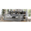 Lit de jour gris en bois de taille simple avec rangement latéral, deux tiroirs et un espace de travail pour la chambre à coucher