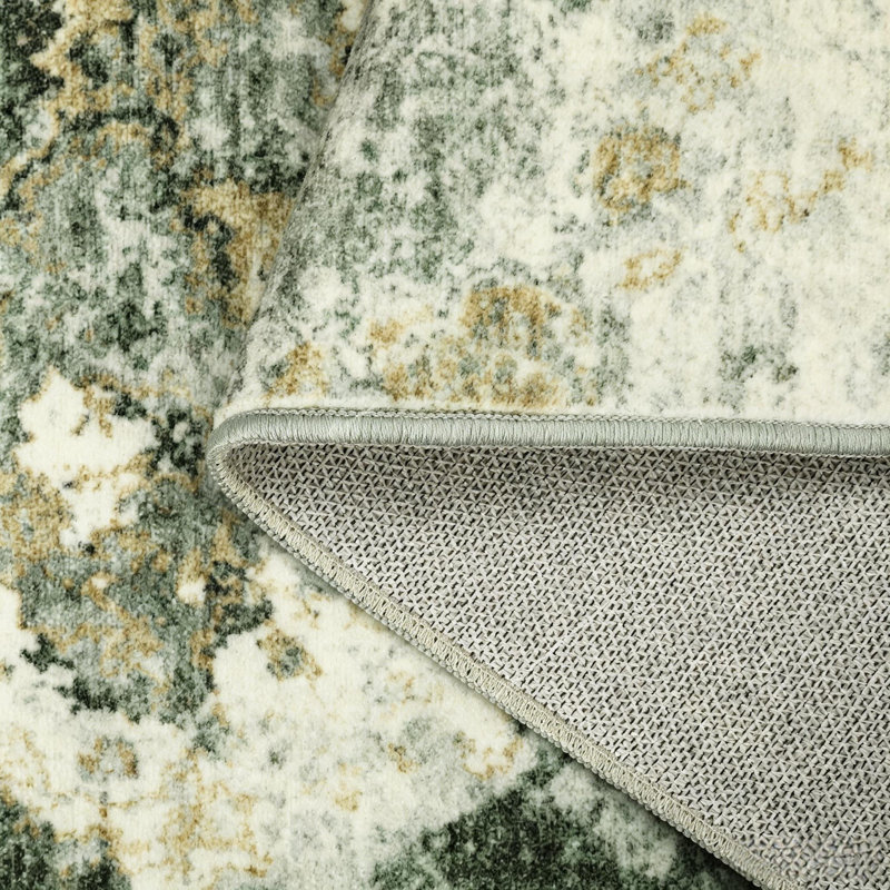 Tapis abstraits lavables pour chambre à coucher, salle à manger, Green, Rectangle 120 po x 96 po