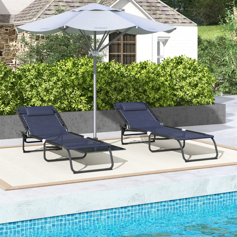 Ensemble de 2 chaises longues pliantes Outsunny