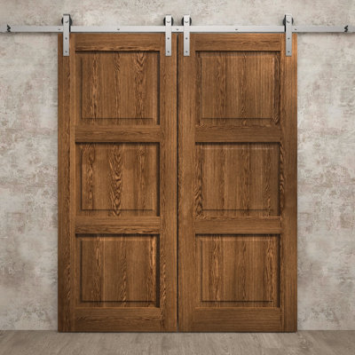 Porte de grange double moderne | Ego 5010 | Ensemble de rail argenté | Portes intérieures solides