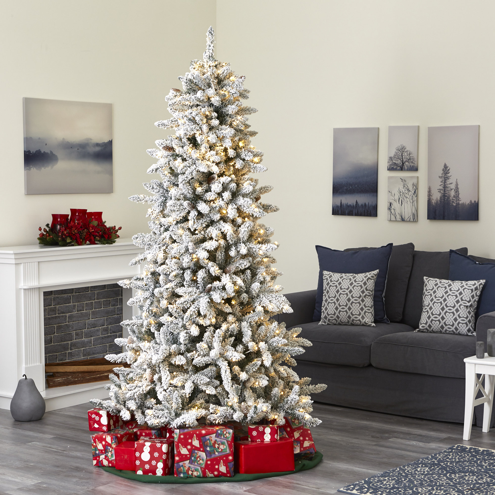 Lighted Artificial Fir Christmas Tree, 7.5' H