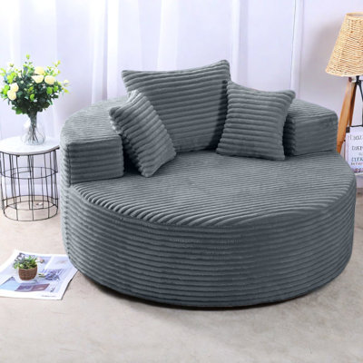 Fauteuil d'appoint moderne et peu encombrant, velours côtelé gris, idéal pour le salon et la chambre à coucher