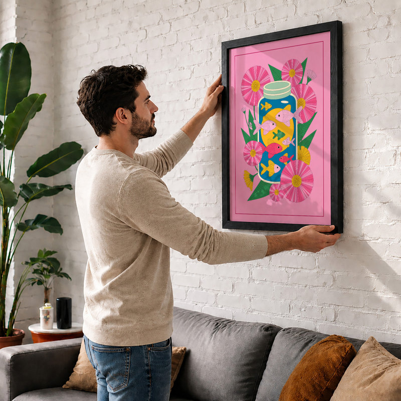 Cheerful Garden Friend Modern - Print, A2 - 59.4 x 42.0 cm, White