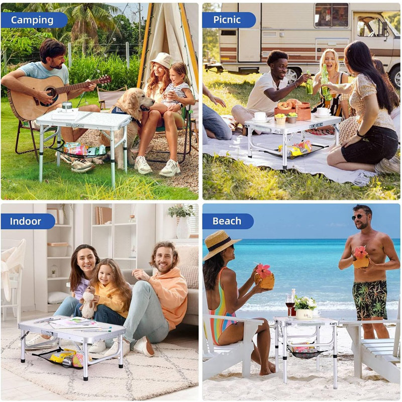Table de camping: petite table pliante réglable en hauteur 2 ...