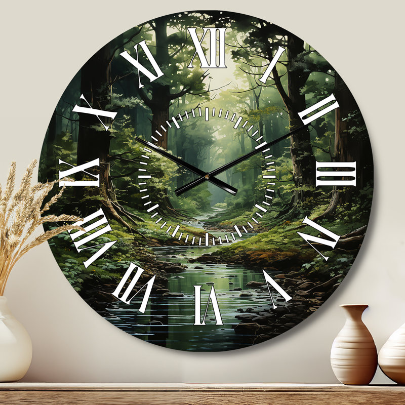 Horloge murale River Into Enchanted Woods I - Forêt, Médium
