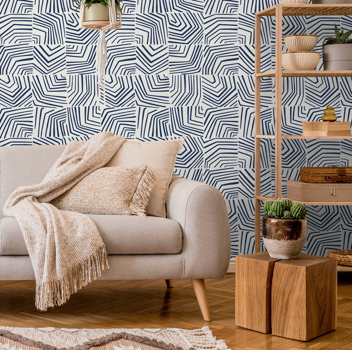 Contra Costa Abstract Wallpaper, Imperial Blue