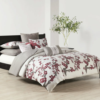 Housse de couette Multi King en coton, drapé impeccable, taies d'oreiller assorties. Élégante, 100 % coton, imprimé floral, fermeture à boutons, sans garniture.