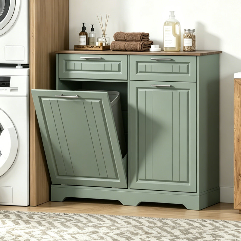20-Gal Tilt-Out Trash Cabinet with Deodorizing Feature, 20 Gallons, Green