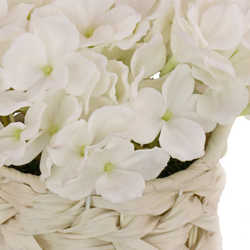Bouquet d'hortensias blancs 10 po dans un panier blanc