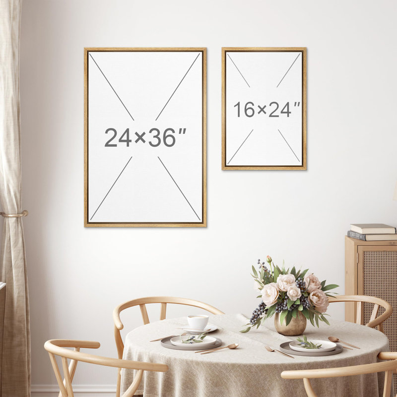 Blue Ginkgo Leaves Minimalist Abstract Botanical Modern - Framed Canvas Bedroom Wall Art Set 2 Print, Natural