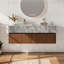 Armoire de salle de bain de luxe moderne 48 po avec plateau en pierre frittée grise, meuble-lavabo flottant brun avec tiroir en U-483848566-483848563