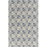 Geometric Hand Tufted Wool/Cotton Light Gray Area Rug