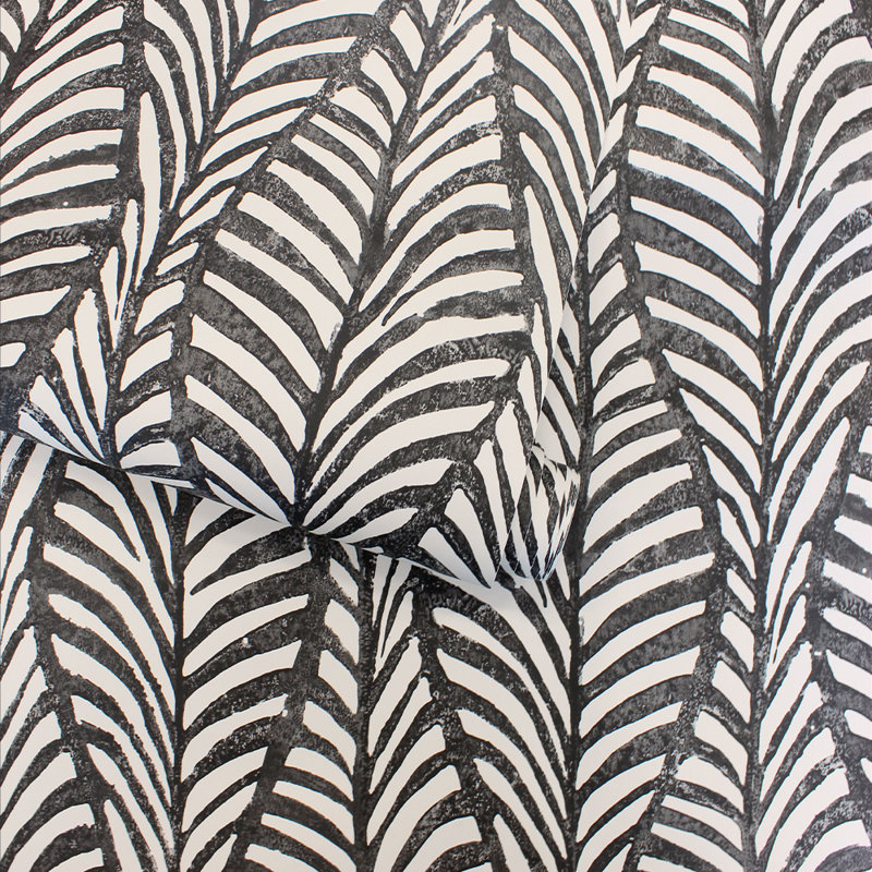 Philpott 16.5' L x 20.5" W Peel and Stick Wallpaper Roll, Black Jade