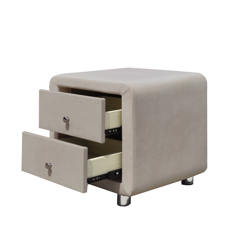 Greco 52cm W Manufactured Wood Bedside Table, Cream