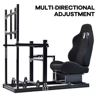 Simulateur de course en alliage d'aluminium avec siège pour la structure de course en aluminium 609 Logitech G923, Anman. Convient au volant droit Gpro Csldd T818, comprend le cadre / siège / support pour téléviseur seulement