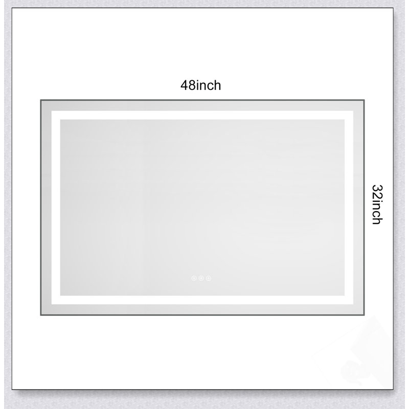 Miroir de salle de bain DEL, Noir, 32" x 48"