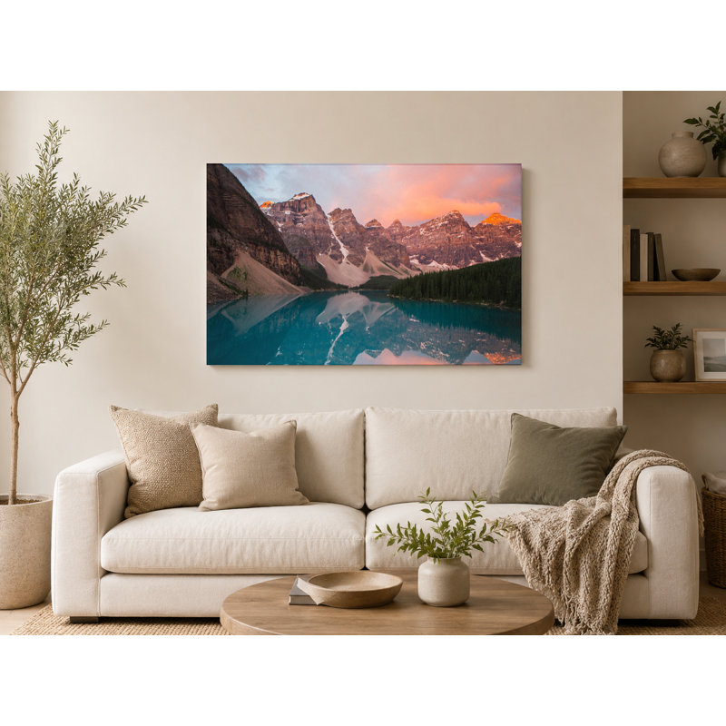 Moraine Lake Sunrise Reflection - Art mural sur toile paysage, 18" W x 12" H