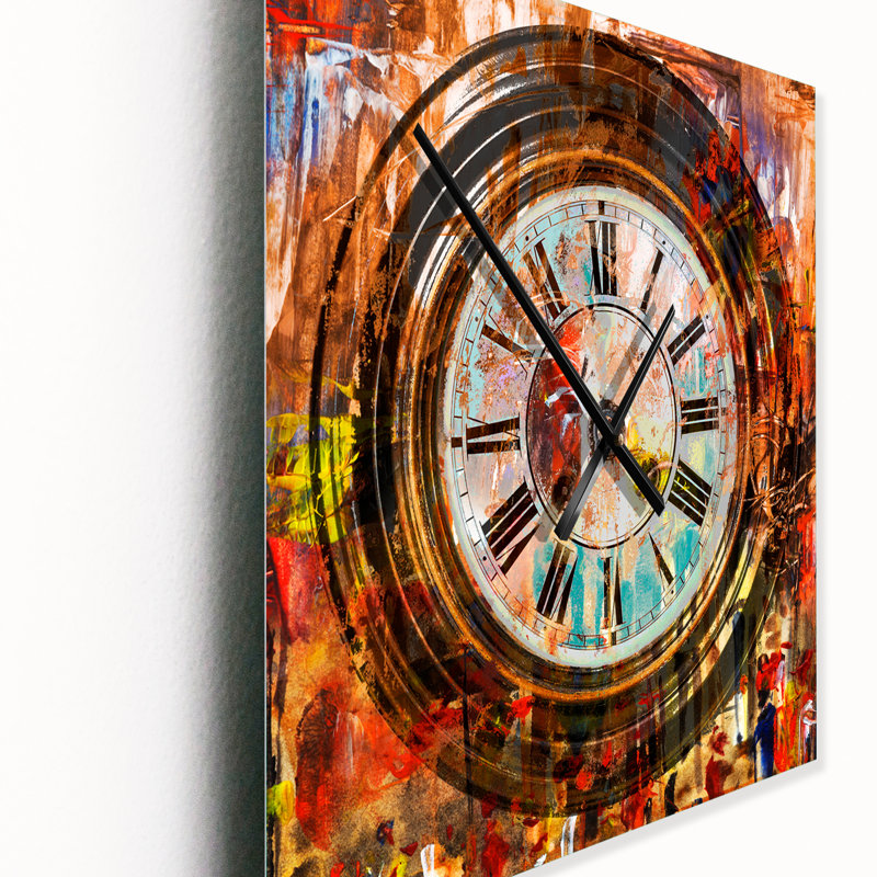 People and Time, peinture acrylique - Horloge murale industrielle, Moyen