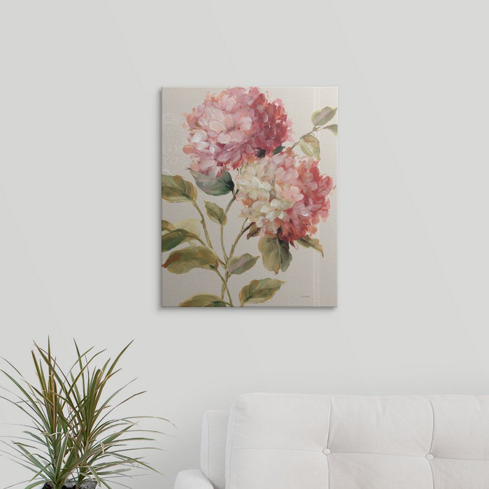 «Harmonious Hydrangeas Linen» - reproduction, H 20 po x l 16 po x P 1,5 po, Toile