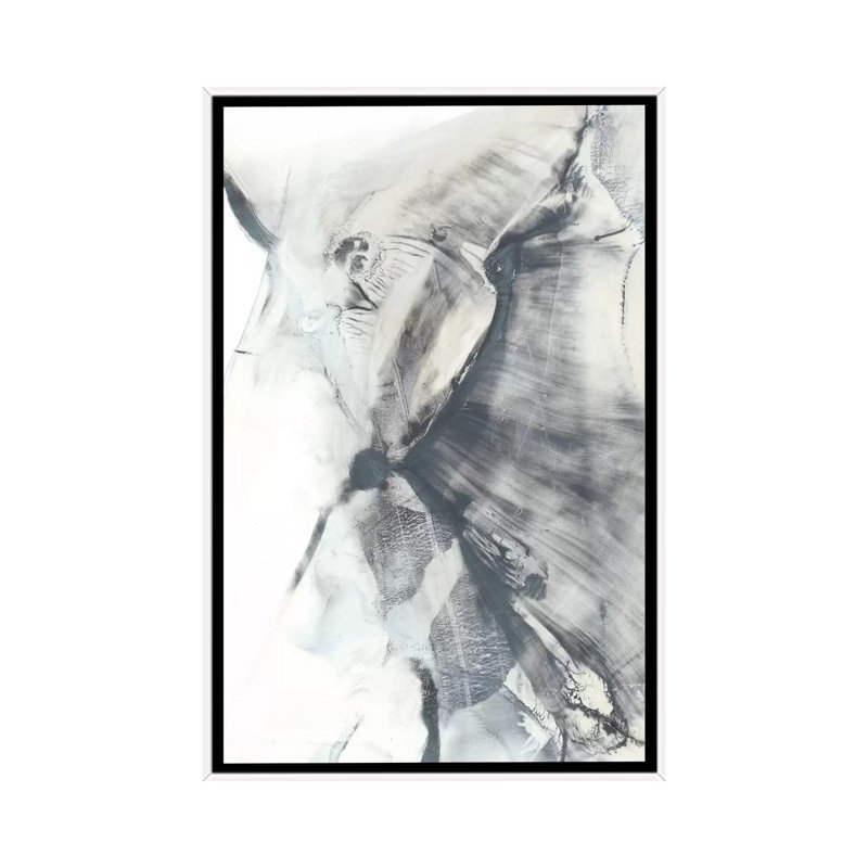 Reproduction d’art, "marbled Grey I" par Ethan Harper, H 48 po x l 32 po x P 1,5 po, Toile blanche encadrée, Pas de tapis